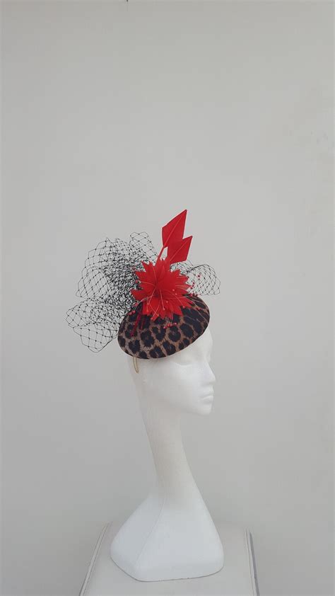 Leopard Print Pillbox Button Fascinator Wedding Hat Mother Etsy