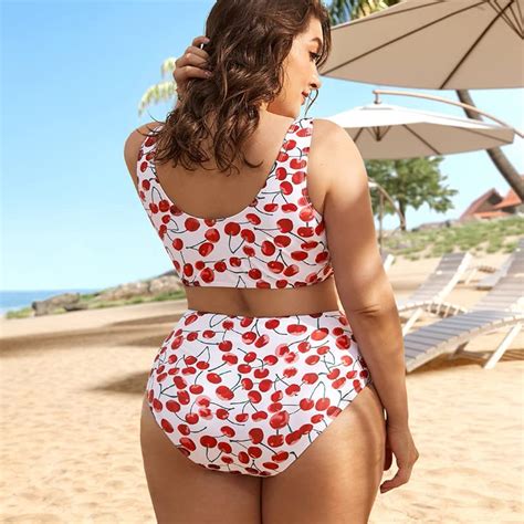 Buy Plus Curvves Plus Cherry Print Knot Hem Bikini Swimsuit 2XL At Amazon In