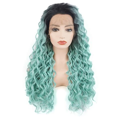 Buy Meiyite Hair Curly Long 70cm Dark Root Light Blue Ombre Heavy