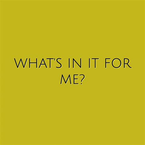 Whats In It For Me Cindy Vranken