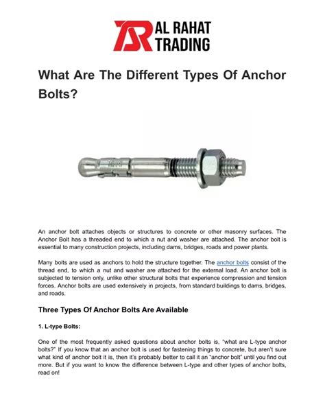 Ppt What Are The Different Types Of Anchor Bolts Powerpoint