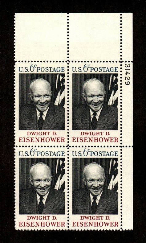 Dwight D Eisenhower Issue Mnh Plate Block Of Ebay