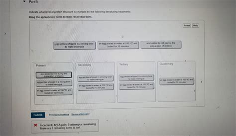 Part B Indicate what level of protein structure is | Chegg.com