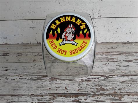 Vintage Hannah S Hot Sausage Glass General Store Counter Display Hannah S Says One And Only Red
