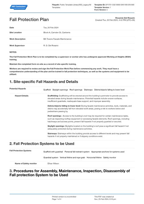 Fall Protection Plan Template Better Than Pdf Or Word