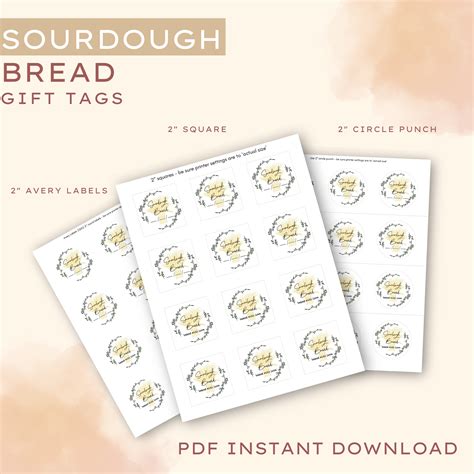 Sourdough Free Printable Gift Set Tags Feeding Instructions Bread Care