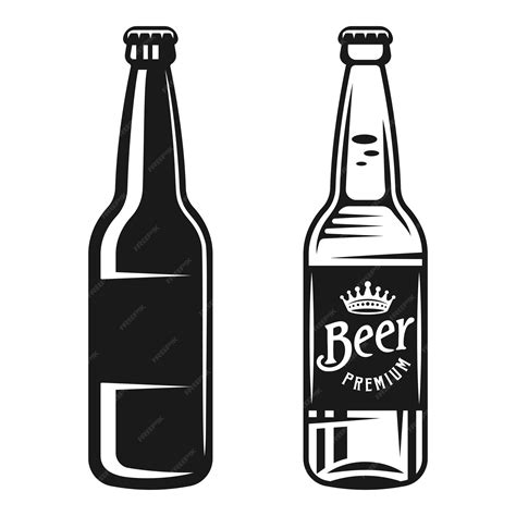 Premium Vector Beer Bottles Two Styles Set Of Vector Objects In Monochrome Style Isolated On