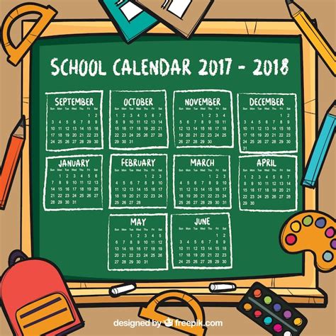 Free Vector Hand Drawn School Calendar Background With Blackboard