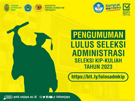 Pengumuman Lulus Seleksi Administrasi Kip Kuliah Unjaya Tahun