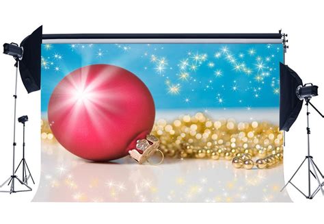 Mohome 7x5ft Photography Backdrop Merry Christmas Ball Golden Glitter