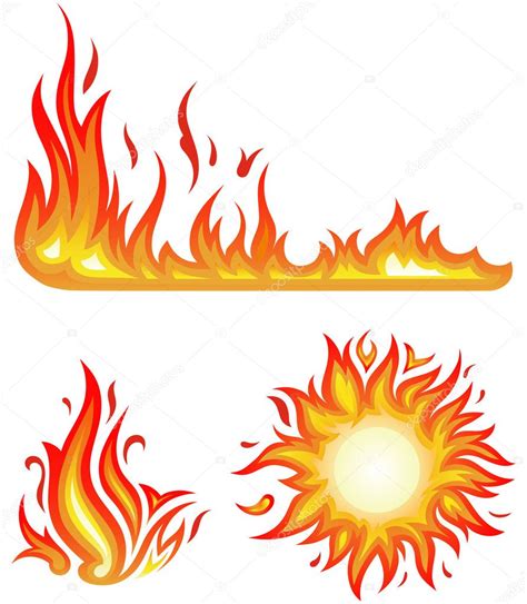 Vector Set Fire Flames Collage Stock Vector Kreativ