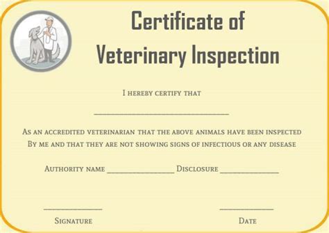 Veterinary Health Certificate Template 6 Templates Example