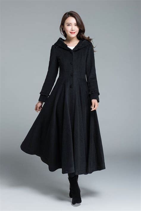 Long Wool Coat Vintage Inspired Navy Wool Swing Coat Womens Etsy Coats For Women Long Wool