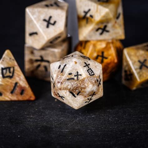 Dice Coral Fossil Gemstone Dnd Dice Set Kanji Dice Games And Puzzles Toys