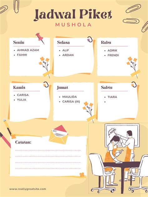 Pastel Kreatif Jadwal Piket Kantor Pdf