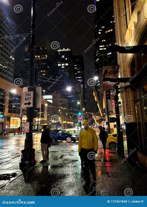 Downtown Seattle at Night editorial stock photo. Image of skyscrapers