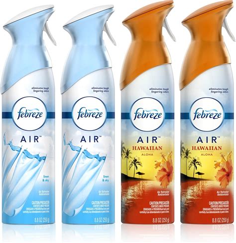 Febreze Air Freshener 2 Linen Sky And 2 Hawaiian Aloha Scents 4