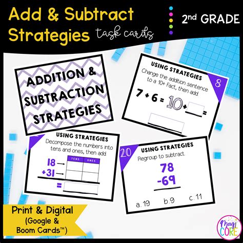 Add Subtract Strategies Boom Task Cards MagiCore