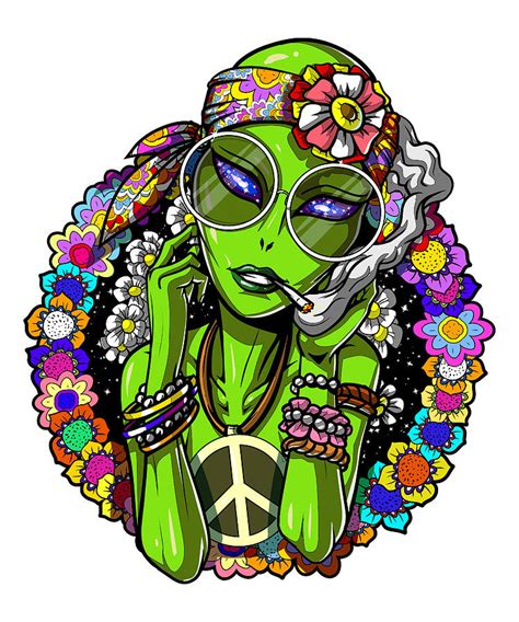 Alien Hippie Stoner Digital Art By Nikolay Todorov Pixels