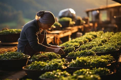 Premium Photo Workers Gathering Ceylon Tea On Green Plantation