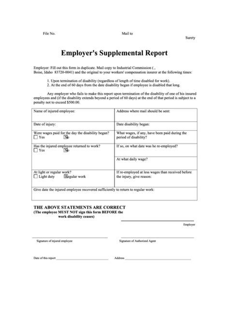 Ic Form 14 Employers Supplemental Report Printable Pdf Download