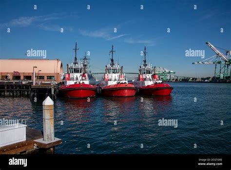 Crowley Tugboats At Dock Port Of Los Angeles San Pedro California Usa