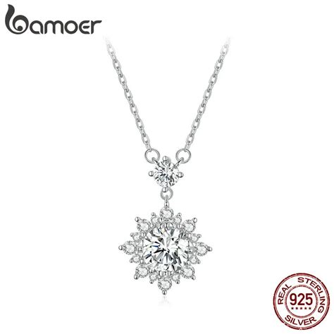 Bamoer Moissanite Halo Necklace For Women Carat Lab Grown Diamond