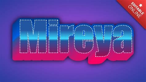 Mireya Retro Vintage 80s Style 3D Text Effect Generator