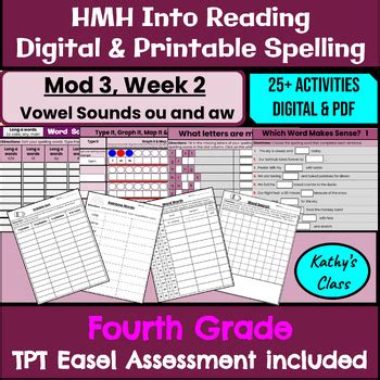 HMH Into Reading Spelling Activities 4th Grade Mod 3 2 Diphthongs Ou