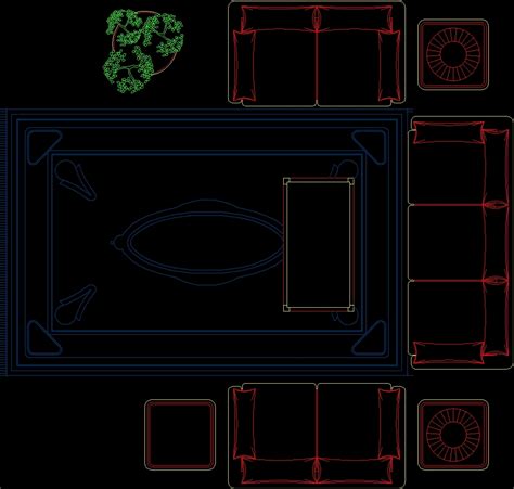 Living Room 2D DWG Block For AutoCAD Designs CAD