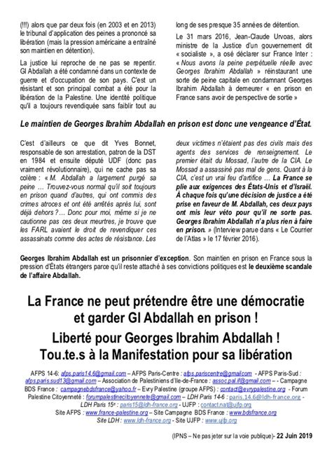 Manifestation Nationale Pour La Libération De Georges Abdallah Ujfp