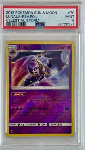 Pokemon Lunala Celestial Storm Reverse Holo Nm Psa Ebay