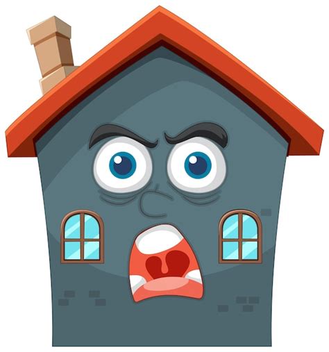 Free Vector Surprised Cartoon House With Personality