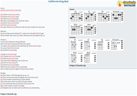 Chord: California King Bed - tab, song lyric, sheet, guitar, ukulele | chords.vip