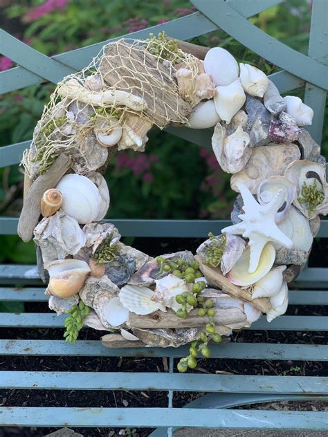 Seashell Wreath Nautical Wreath Shell Wreath Etsy Seashell Wreath