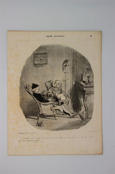 DAUMIER Lithographie originale en noir et blanc Mœurs conjugales