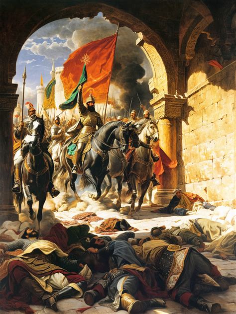 Oil Painting Depicting Sultan Mehmed Ii Entering Constantino By