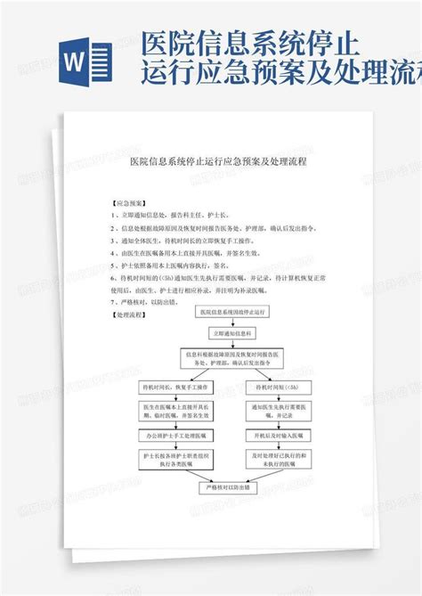 医院信息系统停止运行应急预案及处理流程word模板下载编号lxpmpobe熊猫办公