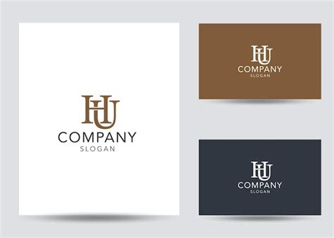 Premium Vector Modern Monogram Initial Letter Hu Logo Design Template