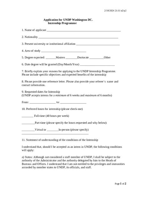 Undp Internship Application Doc Template Pdffiller