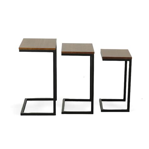 Carolina Cottage Addison Nesting Tables 3 Piece Rustic Chestnut Asian