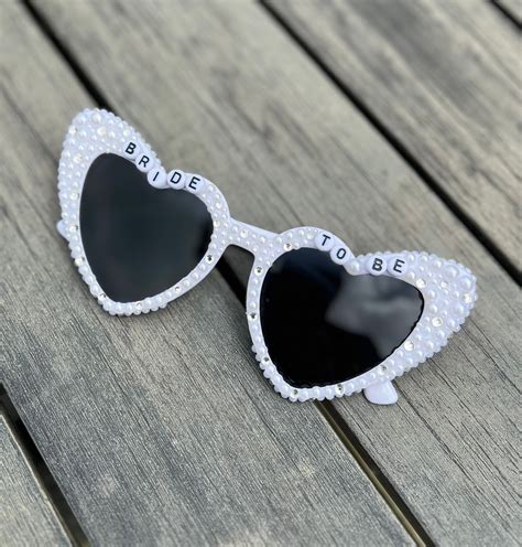 Heart Shaped Bride Sunglasses Custom Bridal Sunglasses For Bachelorette Party Etsy