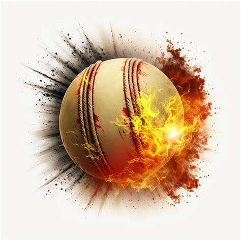 Free Vector Cricket Ball On Fire Premium AI Generated Image