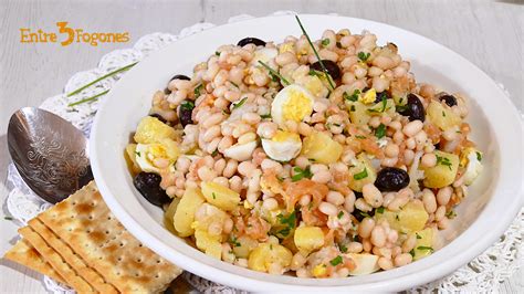 Ensalada Fría de Judías Blancas con Bacalao y Salmón Ahumado