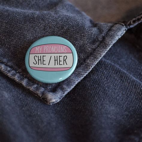 My Pronouns She Her She They Badge Pin Multiple Choices Etsy Uk