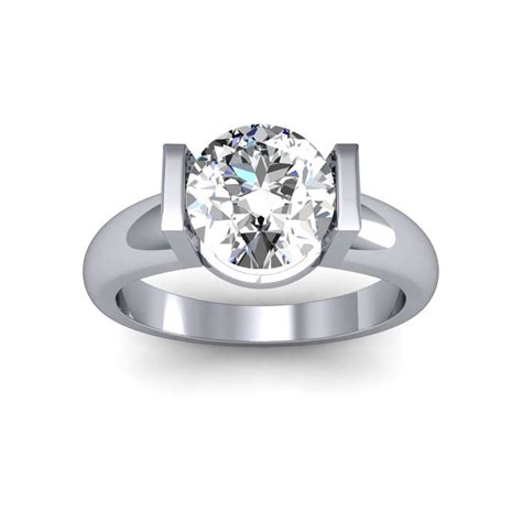 1ct. Round cut Natural Diamond Tension Set Solitaire Engagement Ring ...