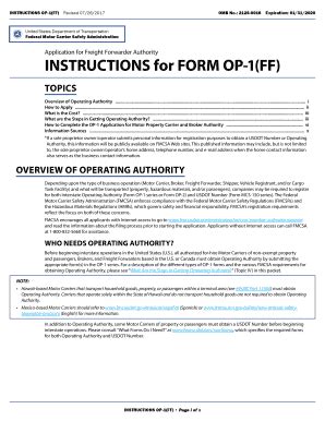 Fillable Online FMCSA Form OP 1 FF Application For Freight Forwarder