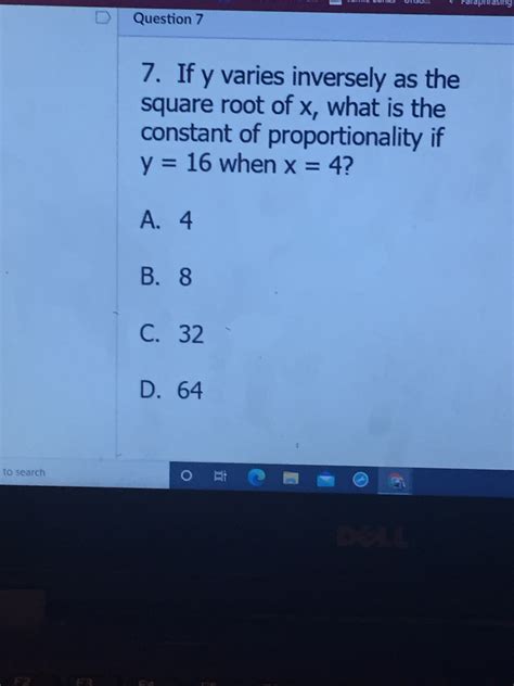 Answered 7 If Y Varies Inversely As The Square Root Of X What Is The