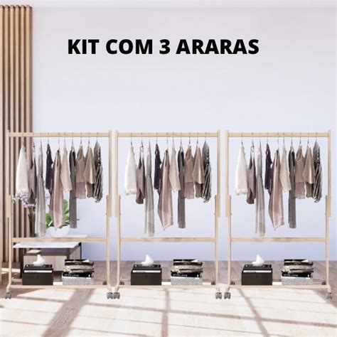 Conjunto De Araras Para Loja De Roupas Varão E Prateleira Leroy