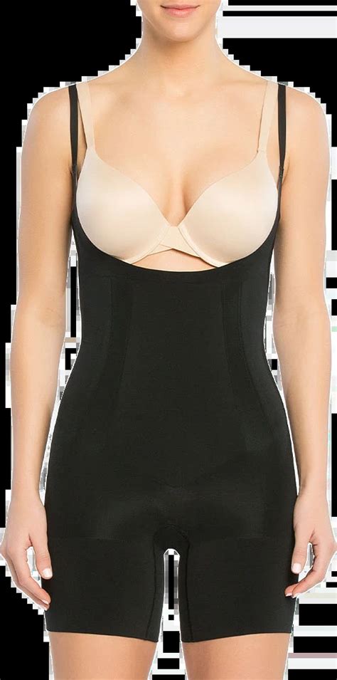 Oncore Open Bust Mid Thigh Bodysuit Very Black Från Spanx Åhléns